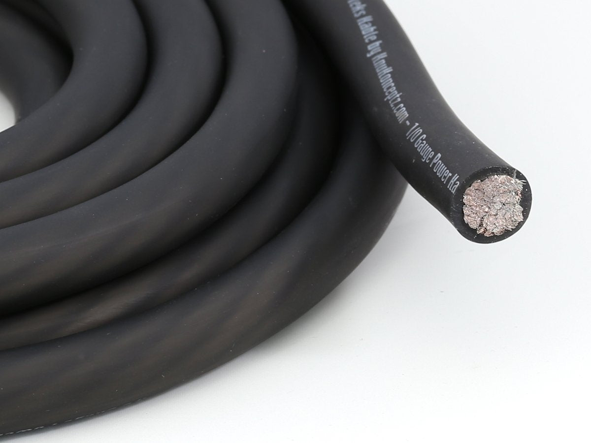 Knukonceptz Kolossus Flex Kable Ofc 0 Gauge Power Wire Copper Cable Black (15 Ft) 1/0 Awg