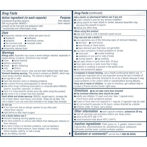 Advil Liqui-Gels Minis Pain Reliever and Fever Reducer, Pain Medicine for Adults with Ibuprofen 200mg for Pain Relief - 160 Liquid Filled Capsules