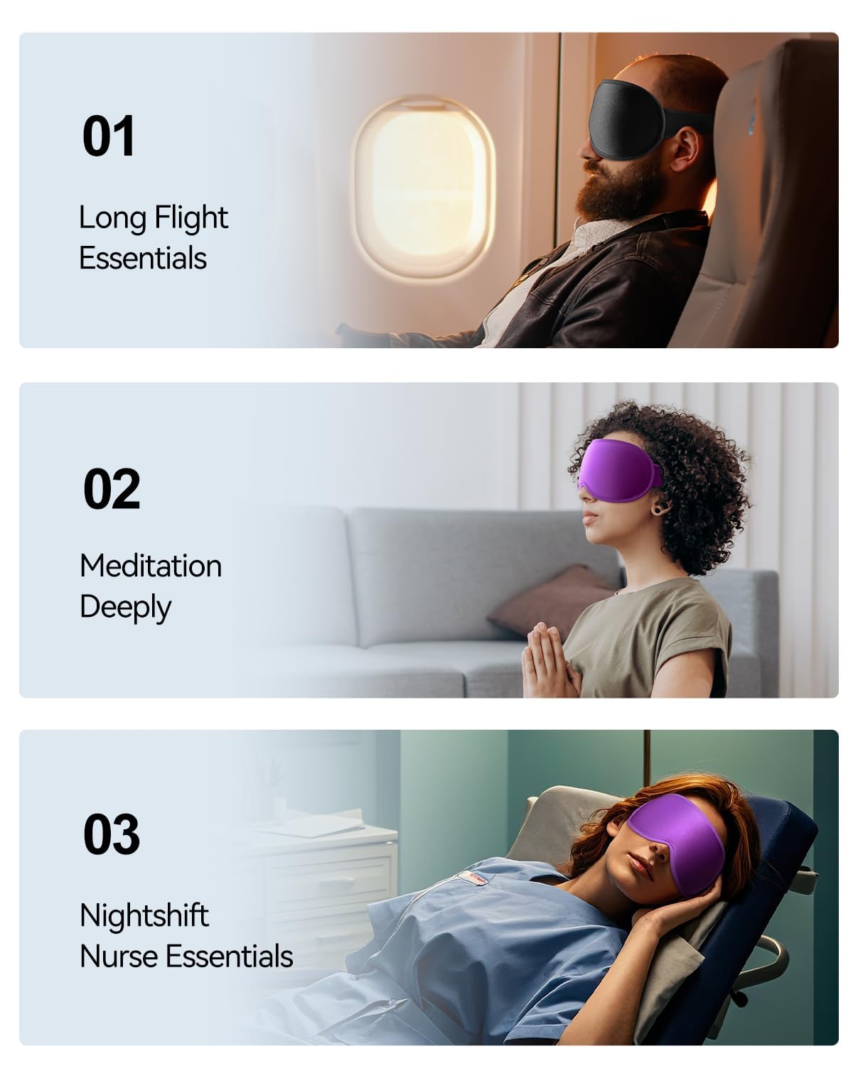 Blackout Eye Mask for Deep Sleep, 3D Weighted Sleep Mask for Women, Zero Pressure, Perfect for Airplane Travel, Meditation, Yoga, Postpartum Rest & Relaxation, Purple