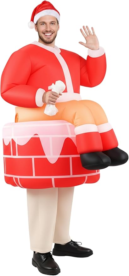 LETIME Inflatable Santa Costume Christmas Funny Blow up Santa Costume for Adults Holiday Parties, Cosplay, and Decorations