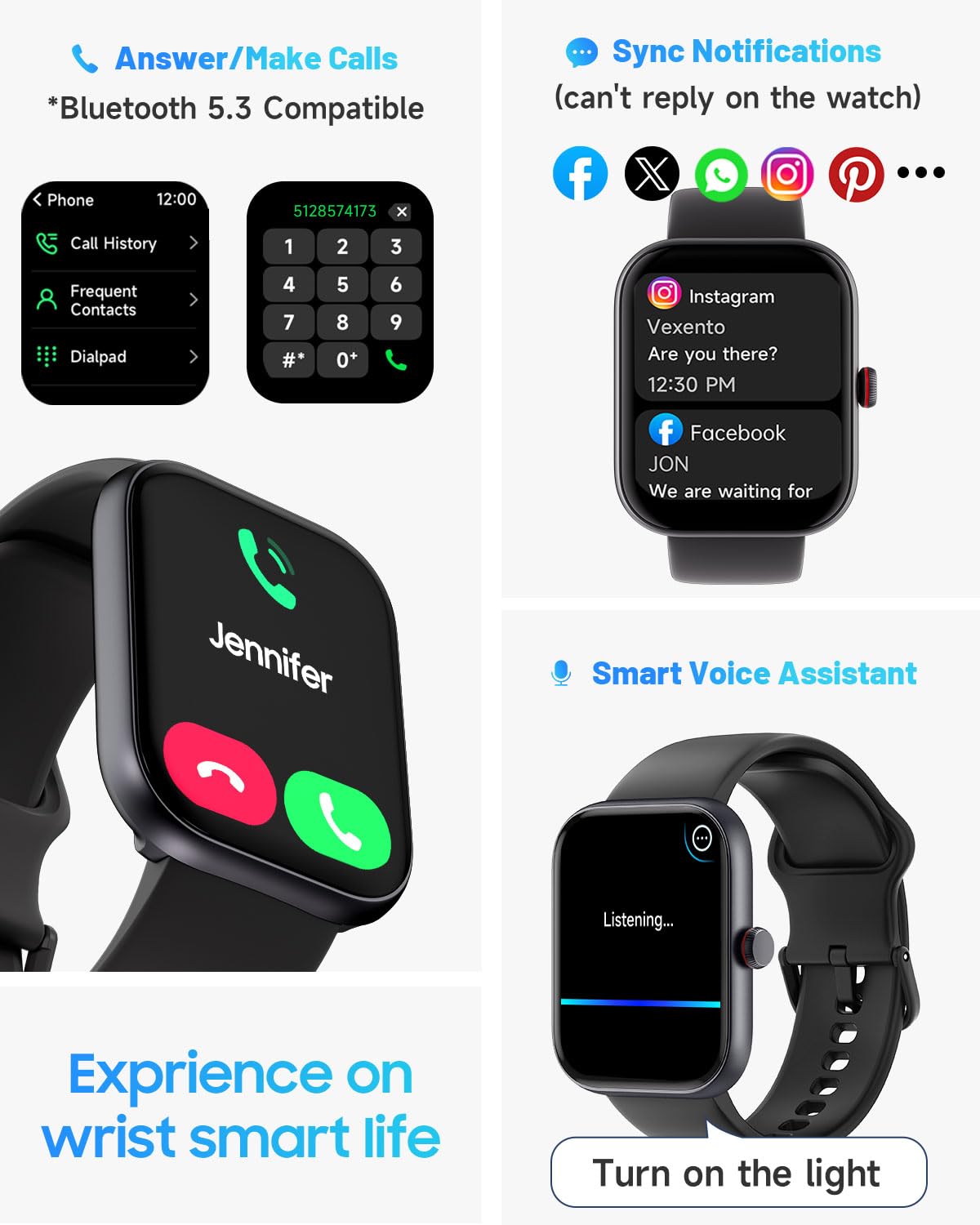 Toobur Smart Watch For Men Women, Alexa Built-In, Answer/Make Calls, 1.91 Hd Screen Fitness Watch, Ip68 Waterproof, 100 Sports,