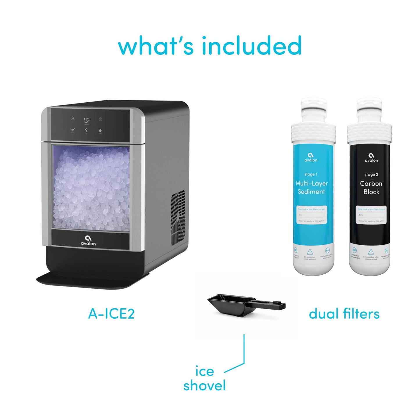 Avalon Nugget Ice Maker Chewable Ice 38 lbs Per Day, One Click Operation, Large Ice Storage, Connects to Water Line, Includes Set of Filters