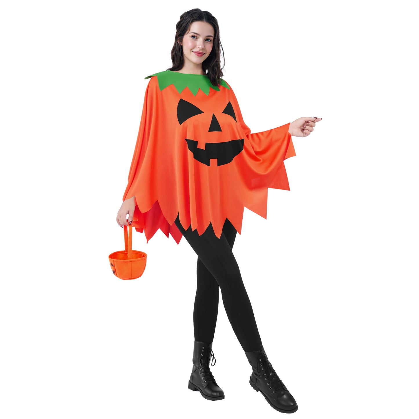 Spooktacular Creations Women Pumpkin Poncho Costume Adult, Pumpkin Costume Set, Halloween Costumes for Women Role Play