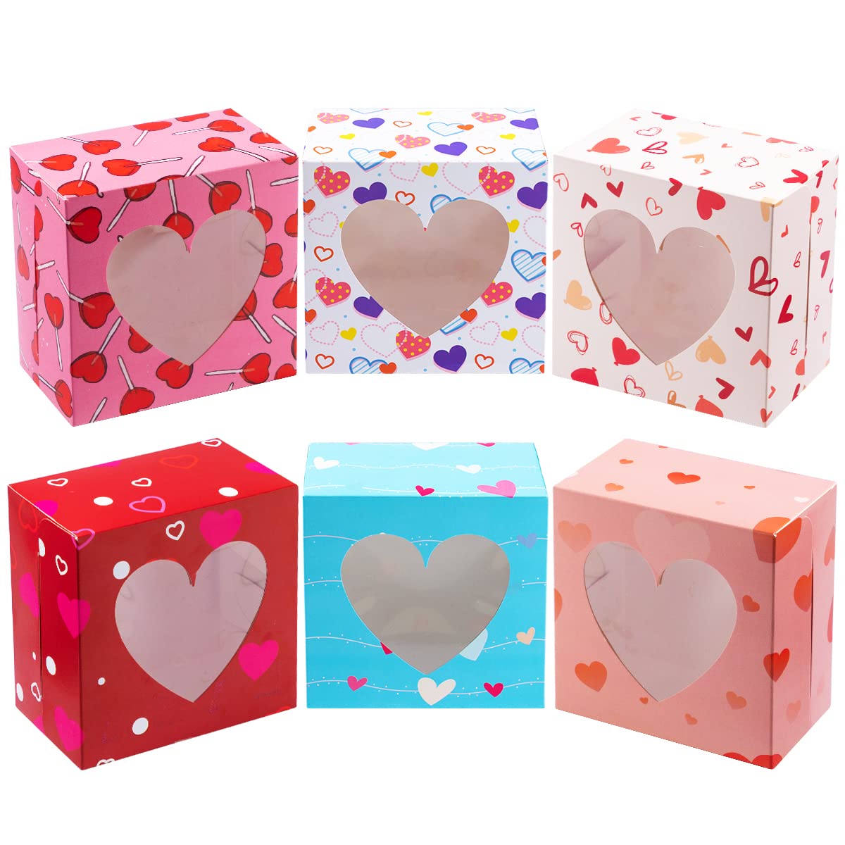 JOYIN 24 Pcs Valentine’s Day Bakery Treat Boxes, Valentines Cupcake Boxes, Cookie Boxes with Window for Holiday Pastries, Doughnut, Cookie, Cupcakes, Brownies, Truffles Gift Giving