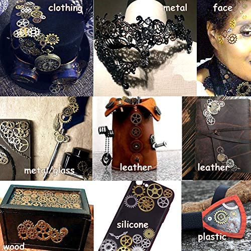 BIHRTC 100 Gram Mixed Color Antique Metal Steampunk Gears Charms Pendant Clock Watch Wheel Gear for Crafting, Jewelry Maki...