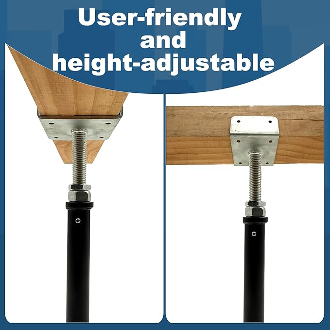 YXGJDP 2 Pack U-Shaped Floor Jack - Adjustable Steel Beam Support for 4x2, 4x4, 4x6 Joists Heavy Duty Screw Jack with U-Head Telepost & House Jack.11-14.5 Inch Adjustment Range. (U-MGCGZJ-02, 11-14.5)
