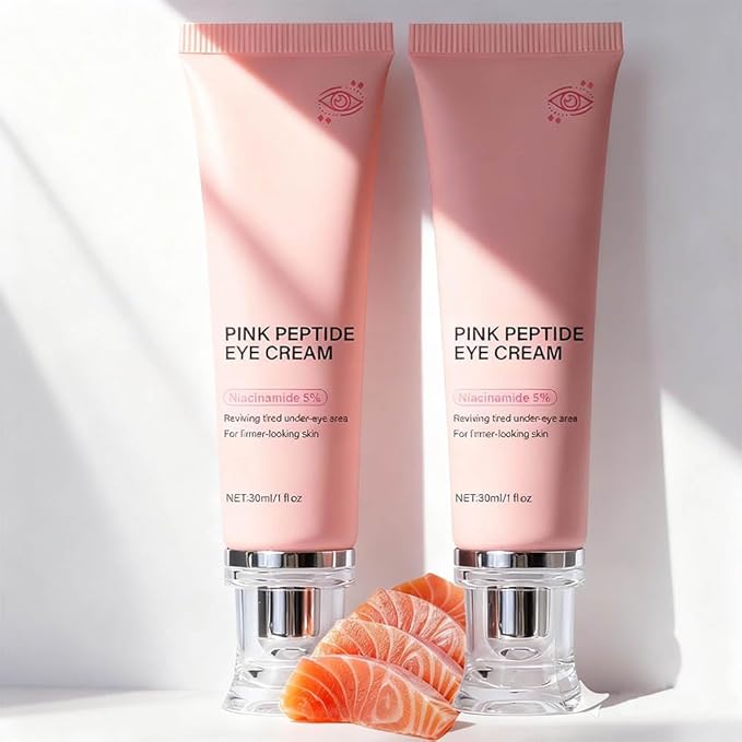 Pdrn Pink Peptide Serum, Pdrn Eye Cream, With Niacinamide and Purity Retinol for Fine Lines, Uneven Skin Tone (Peptide Eye Cream Hydrating & Firming for Dark Circles 2PCS)