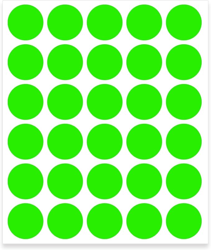 0.75 Inch Round Label Removable Color Code Dot Stickers,Garage Sale Sticker Price Tags Blank Yard Sale Circle Dot Stickers Writable (1050 Pack,Fluorescent Green)