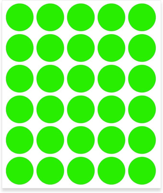 0.75 Inch Round Label Removable Color Code Dot Stickers,Garage Sale Sticker Price Tags Blank Yard Sale Circle Dot Stickers Writable (1050 Pack,Fluorescent Green)