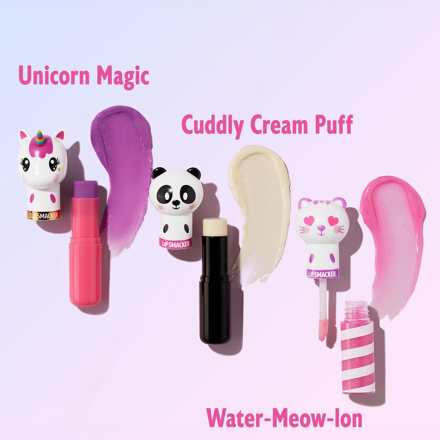 Lip Smacker Lippy Pals, Set of 3 Flavored Moisturizing & Smoothing Soft Shine Lip Balm, Hydrating & Protecting Fun Tasty Flavors