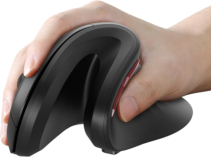 seenda Ergonomic Vertical Mouse with Jiggler - Bluetooth + 2.4G USB Multi Device, Wireless Ergo Mice, Jiggler Mouse Mover ...