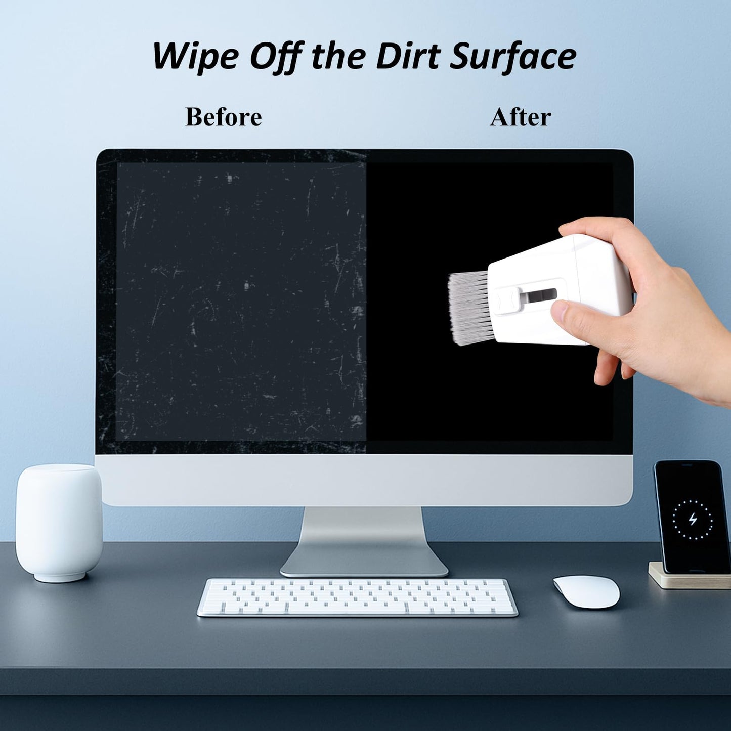 Keyboard Brush, Portable Keyboard Cleaner Soft Bristle Cleaning Brush, Safe Streak-Free Phone Screen Cleaner, Retractable Laptop