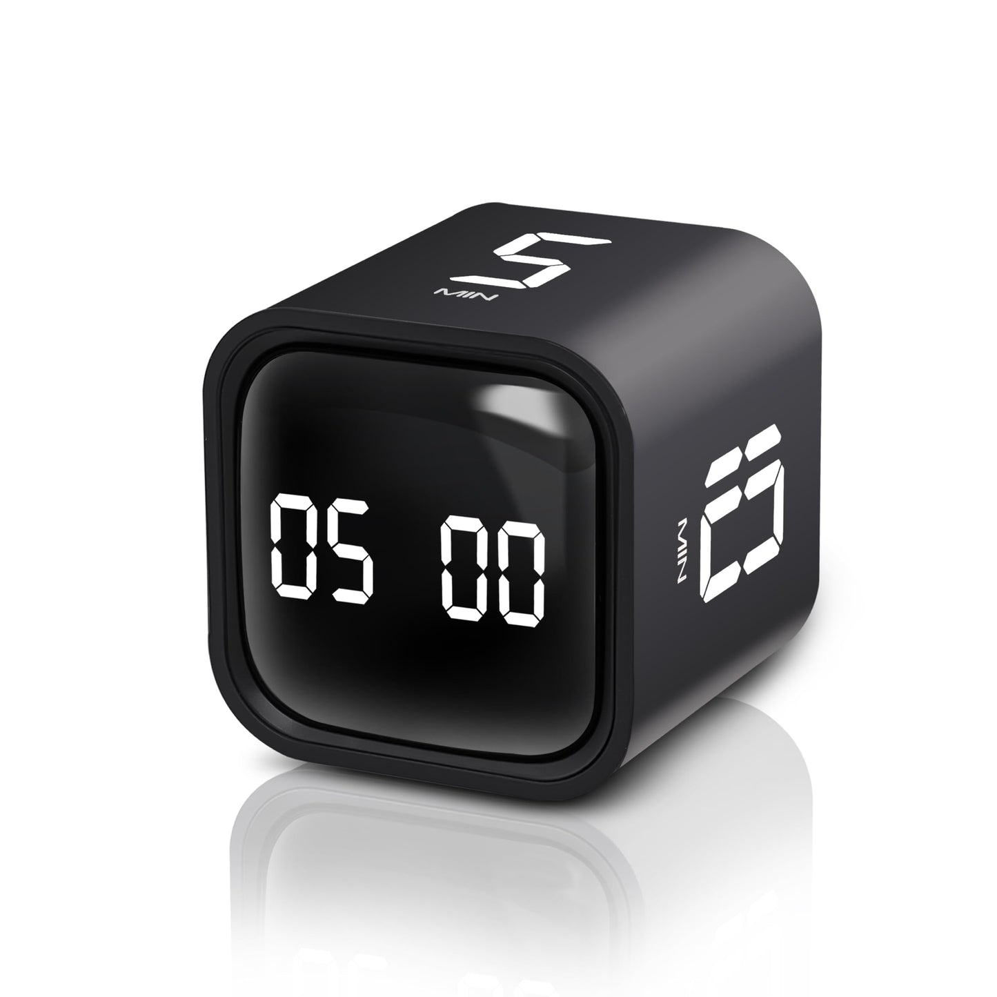 VEWINGL Cube Productivity Timer, 5/10/30/60 Min Presets + Custom Countdown, Silent/Vibrate/Sound Alarm, Pause & Resume, Desk Timer for Work, Study, Tasks, Kitchen