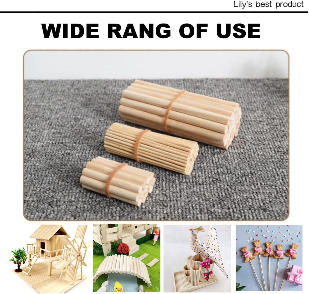 HOPELF 25PCS Wooden Dowel Rods - 25x3/8" Bamboo Sticks - Crafts, Assortment, DIY