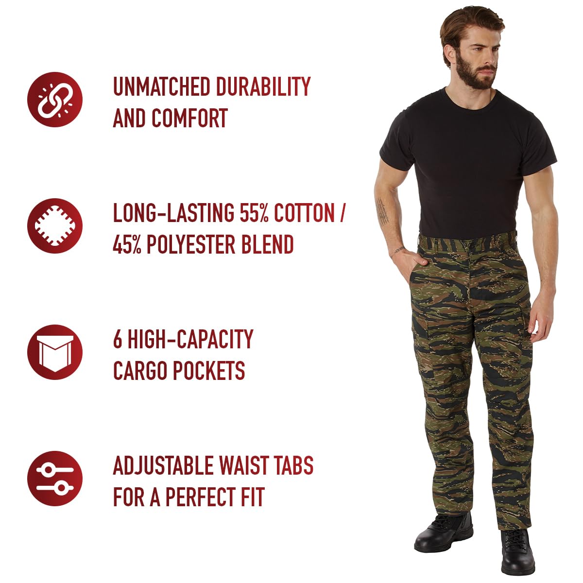 Rothco Camo Tactical BDU Pants - Timeless Style for Ultimate Performance, Tiger Stripe Camo, L
