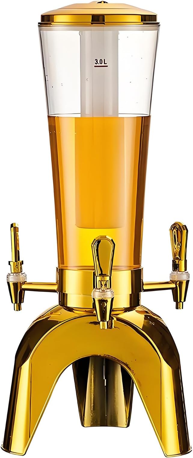GRIPITHPY 100oz/3L Beer Dispenser, LED Light-Up Drink Tower with 3 Taps, Detachable Party Beverage Dispenser for Beer Soda...