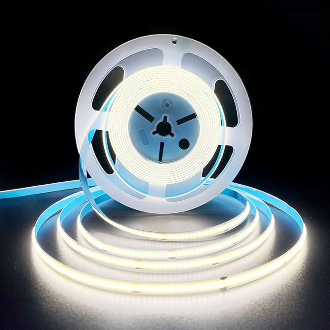HAMRVL COB LED Strip Lights White 6000K,DC12V 16.4ft/5M 320leds/M CRI90 Flexible LED Tape Lights 8mm,for Indoor Home Cabin...