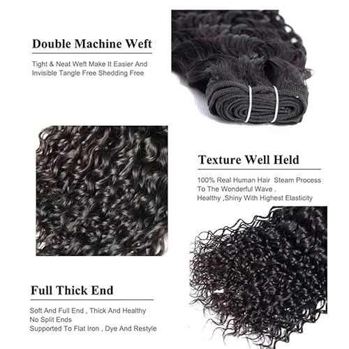 Water Wave Bundles Human Hair Soft Brazilian Virgin Human Hair 100% Unprocessed Wet and Wavy Curly Bundles Natural Black Color Can Be Dyed Total 300g 16 18 20 Inch