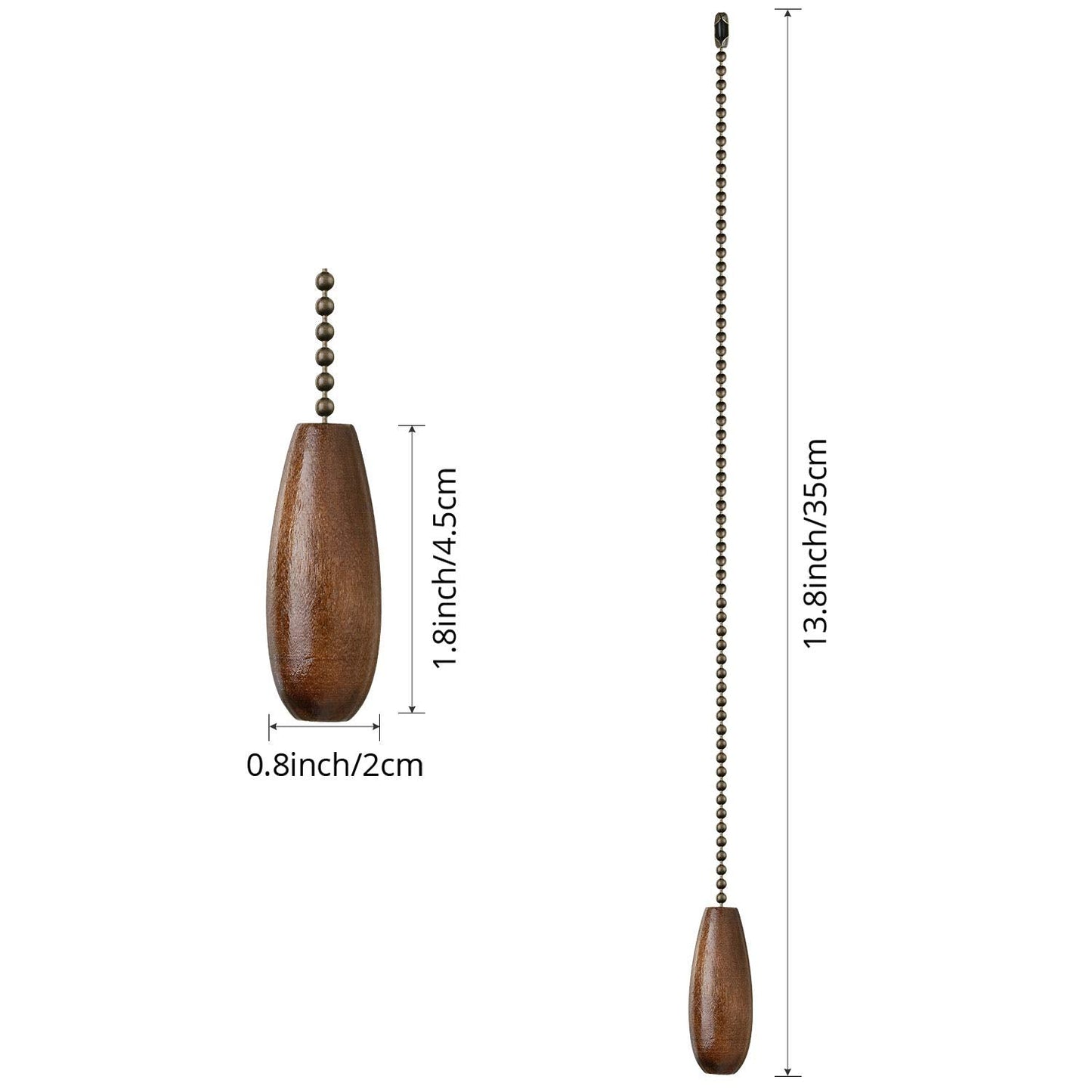 4 Pieces Ceiling Fan Chain Pulls Extender Wooden Pull Chain Extension Ornaments For Ceiling Light Lamp Fan(Walnut Color)