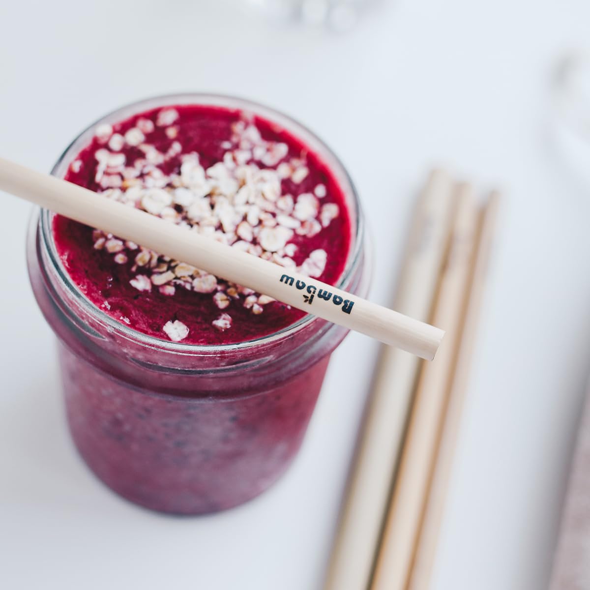 Bambaw Reusable Bamboo Straws - Eco Friendly with Straw Cleaner Brush & Pouch, Pack of 6 - 8.7''
