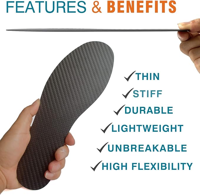 Carbon Fiber Insole, Rigid Insert for Foot Arthritis, Mortons Toe, Turf Toe, Hallux Limitus, Hallux Rigidus,1 Piece 25.5cm(Fit Men Size 9/Women 10)
