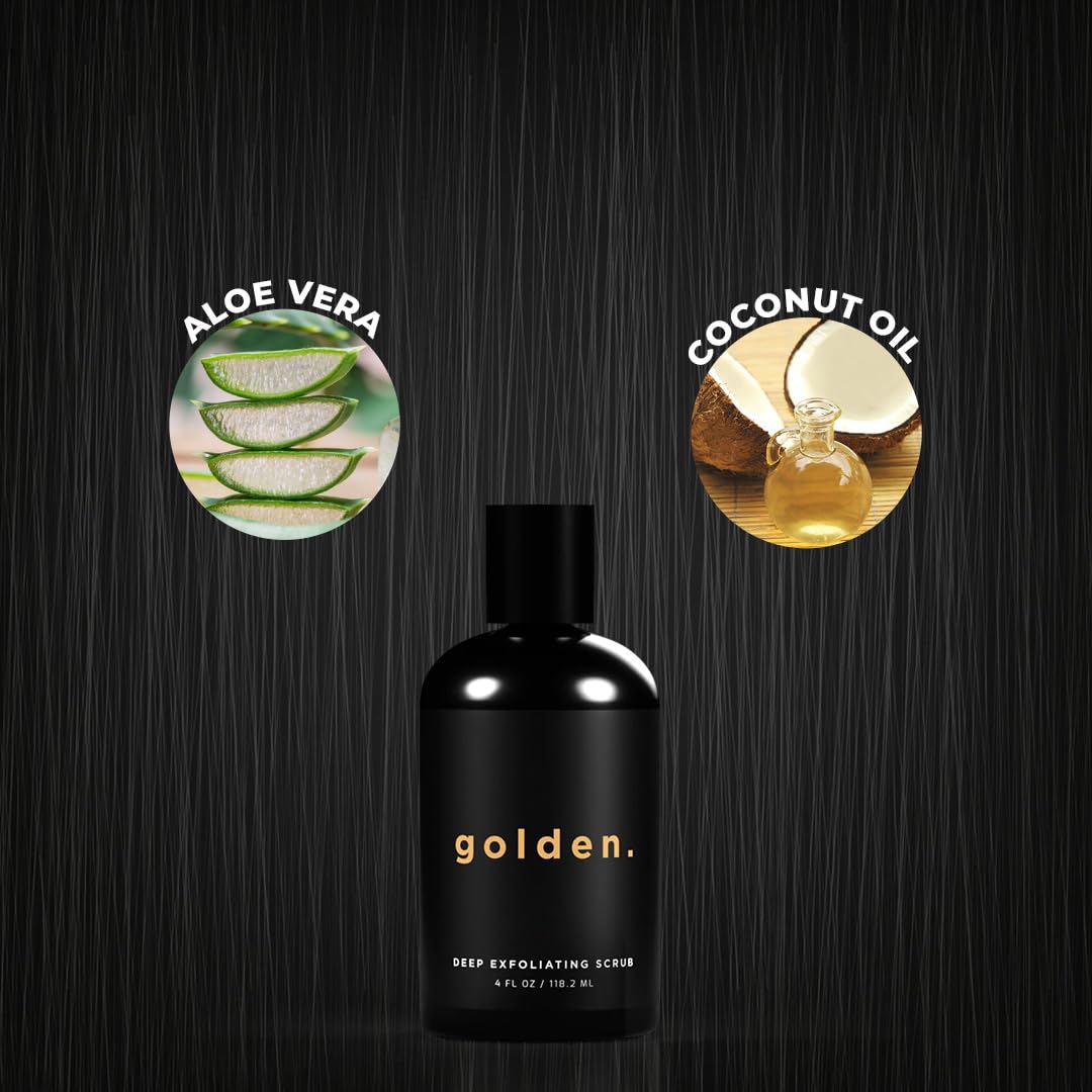 Golden Grooming Co. Exfoliating Scrub for Men | Deep Cleansing Face Wash with Coconut Oil & Aloe Vera | Refreshes & Revitalizes
