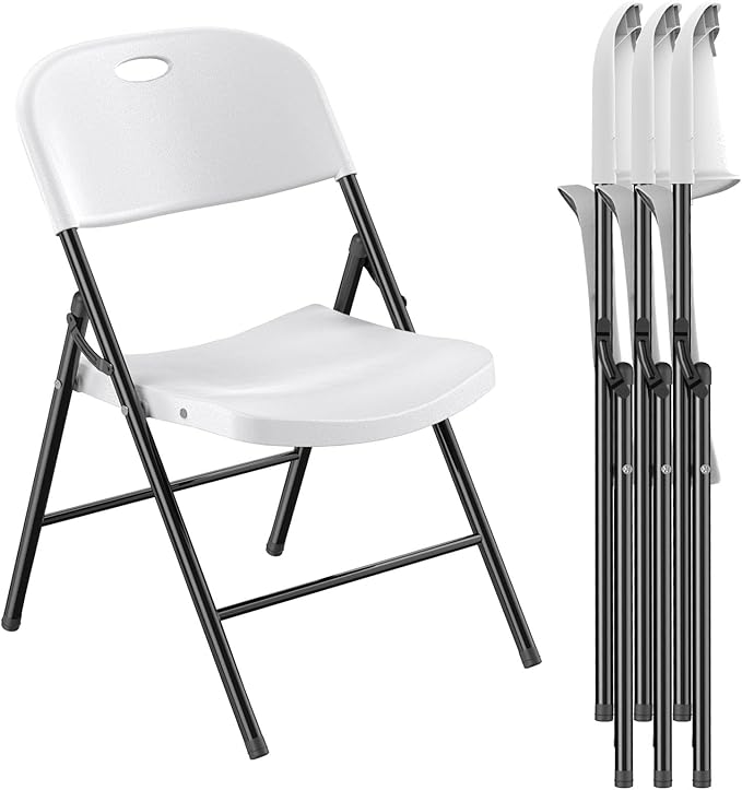 Nazhura 350 Weight Limit Heavy Duty Plastic Folding Chair with Reinfoced Steel Frame for Indoor and Outdoor, Wedding, Part...
