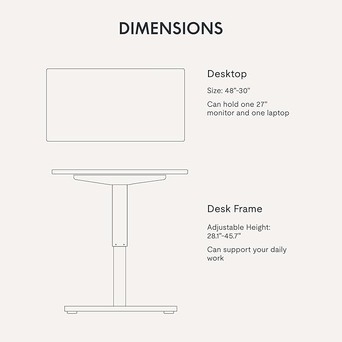 FLEXISPOT EN1 One-Piece Standing Desk with 1-Inch Thick Desktop, 48"x30" Electric Height Adjustable Desk for Home Office & Multi-Device Workstations, Rustic Brown