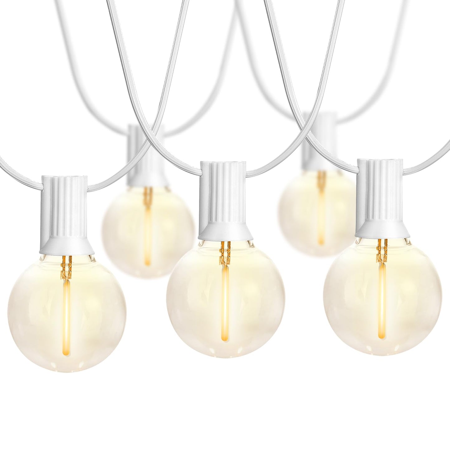 SUNTHIN White Outdoor String Lights, 48FT White Patio Lights with 25 G40 Shatterproof LED Bulbs(1 Spare), Waterproof Hanging Outside Lights for Porch, Deck, Garden, Pergola, Bistro