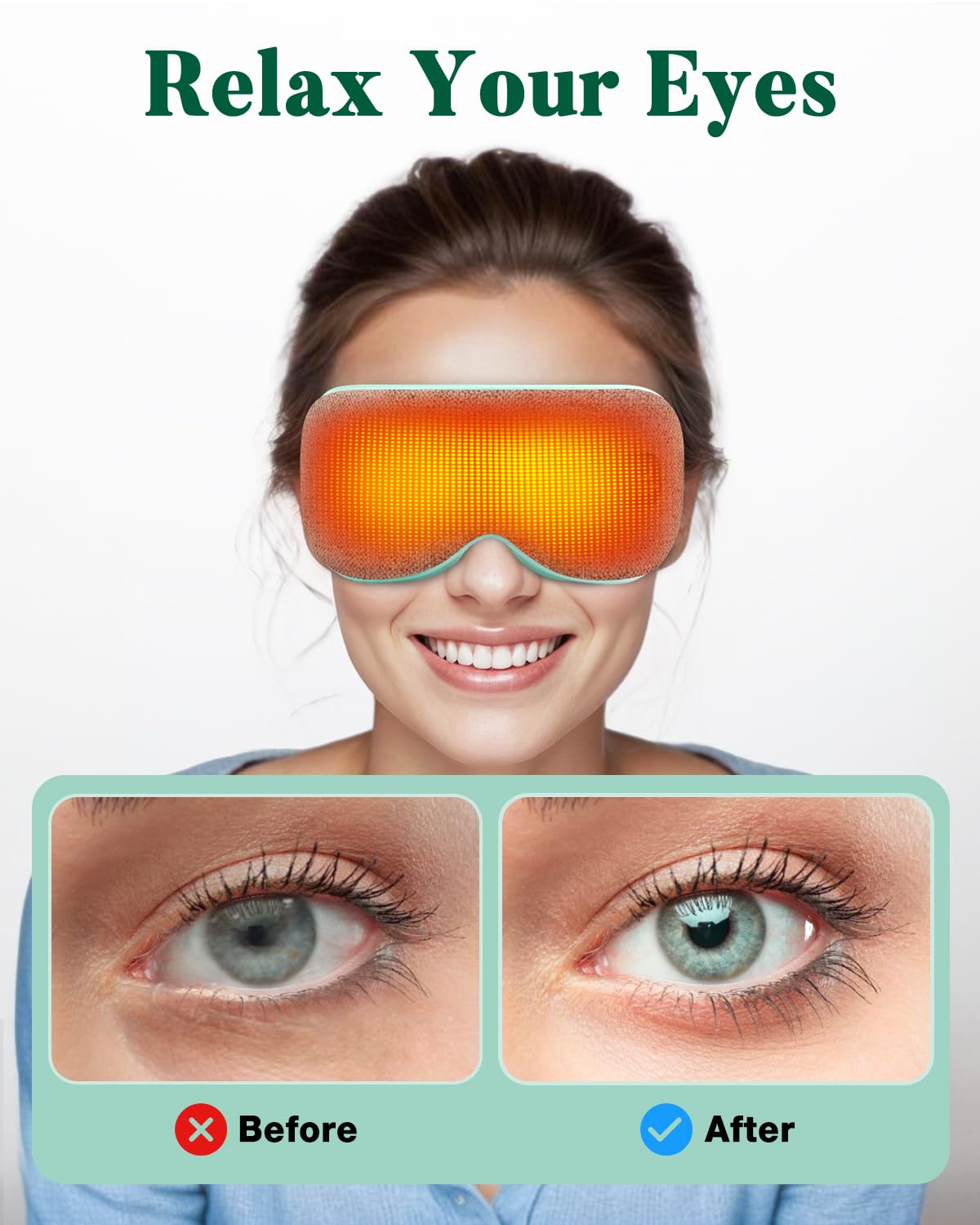 YoanYouth Heated Eye Mask for Dry Eyes, FSA Eligible HSA, Cordless Warm Compress for Eyes, Light Blocking Eye Heating Pad, Styes, Sleep, Cover Washable, Rechargeable, Light Blue