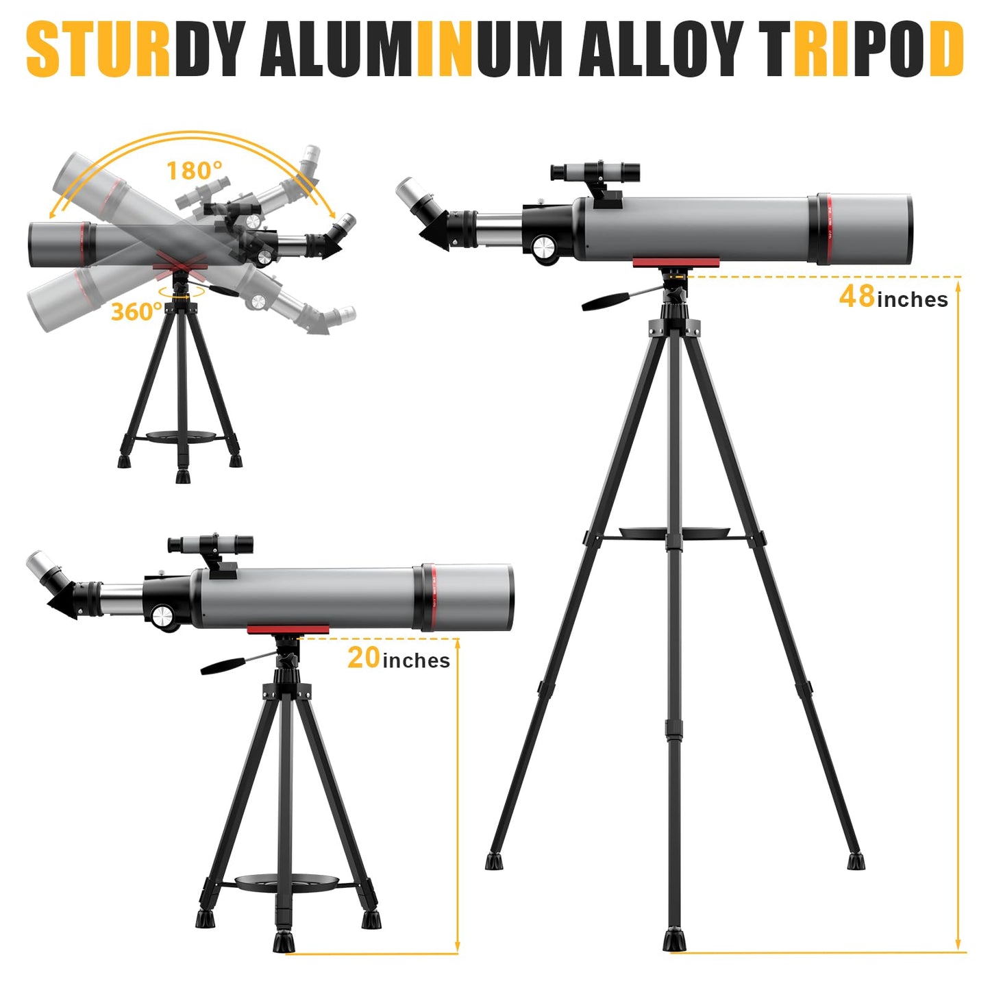 Telescope for Adults & Kids - 90mm Aperture 600mm Refractor High Powered Telescope for Beginners - Portable Astronomy Telescopes with Phone Adapter Tripod Carry Bag Gifts for Men