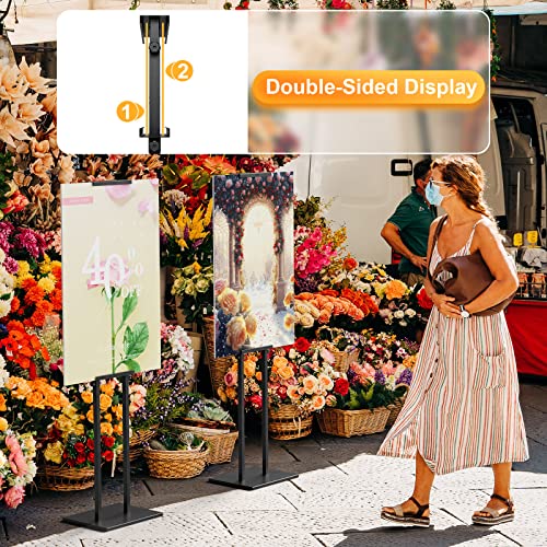 WHAUU Display Stand Sign Holder,Heavy Duty Adjustable Pedestal Sign Stand Up to 75 inch,Double-Sided for Board & Foam Sig...