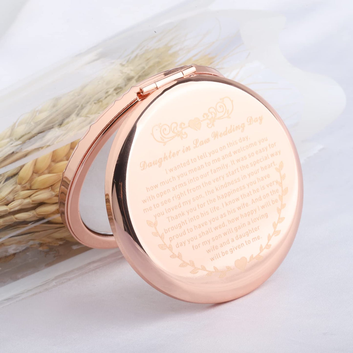 UJIMS Daughter in Law On Your Wedding Day Compact Mirror Marriage Gift for Bride Wedding Gift from Mother in Law (DaughterinLawW