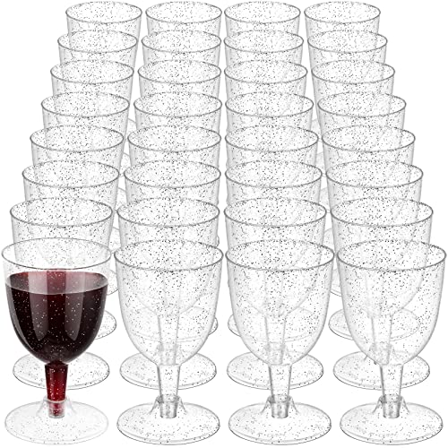 SiliFine 50 Pack 5.7 oz Disposable Plastic Wine Glasses Clear Plastic Wine Glasses for Parties Clear Goblets Cocktail Cups...