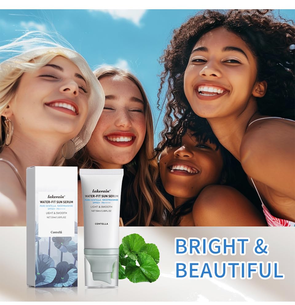 2Pcs Centella Sunscreen SPF 50, Hyalu Cica Water-Fit Sun Serum,Face Sun Screen Hydrating Non Greasy,Long-Lasting Protection for