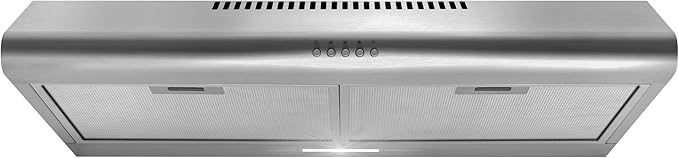 COSMO COS-5MU30 30 in. Delta Collection Ducted Under Cabinet Range Hood, Button Controls, Reusable Filters, LED Lights, St...