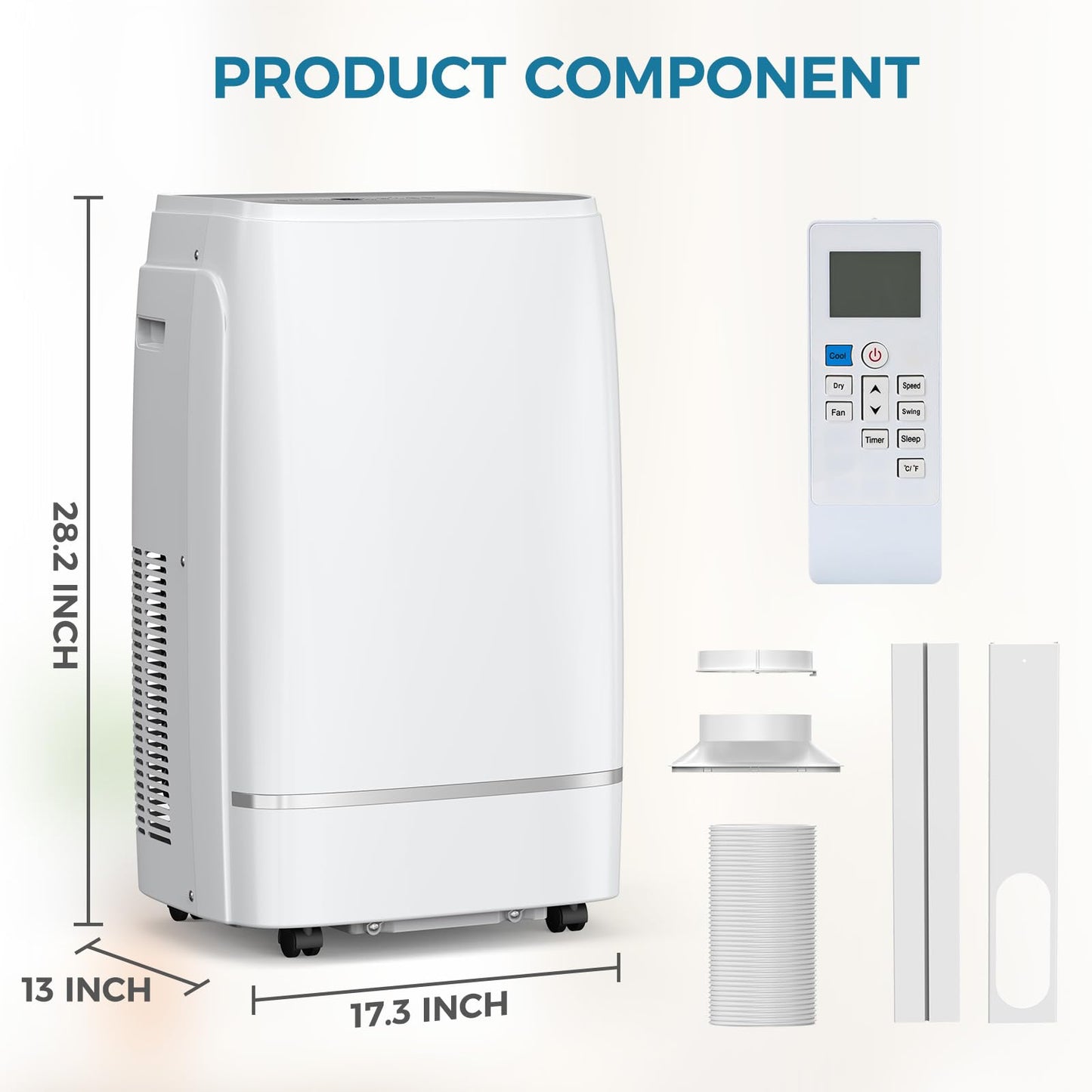 Electactic 12000 Btus Portable Air Conditioner With Cooling/Dehumidification/Fan/Sleep Mode, 4-In-1 Portable Ac With 24H Timer &
