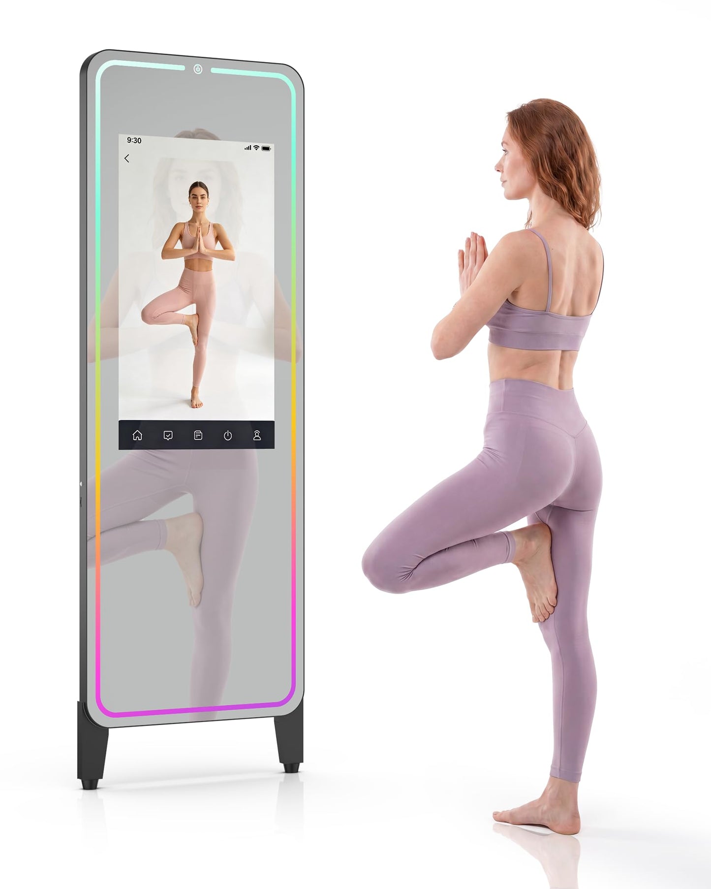 HARZHI Smart Fitness Mirror with 32'' HD Touchscreen, 65'' Full-Length Mirror, Android OS, Voice Control, for Home Gym, Yoga, Dance and Training