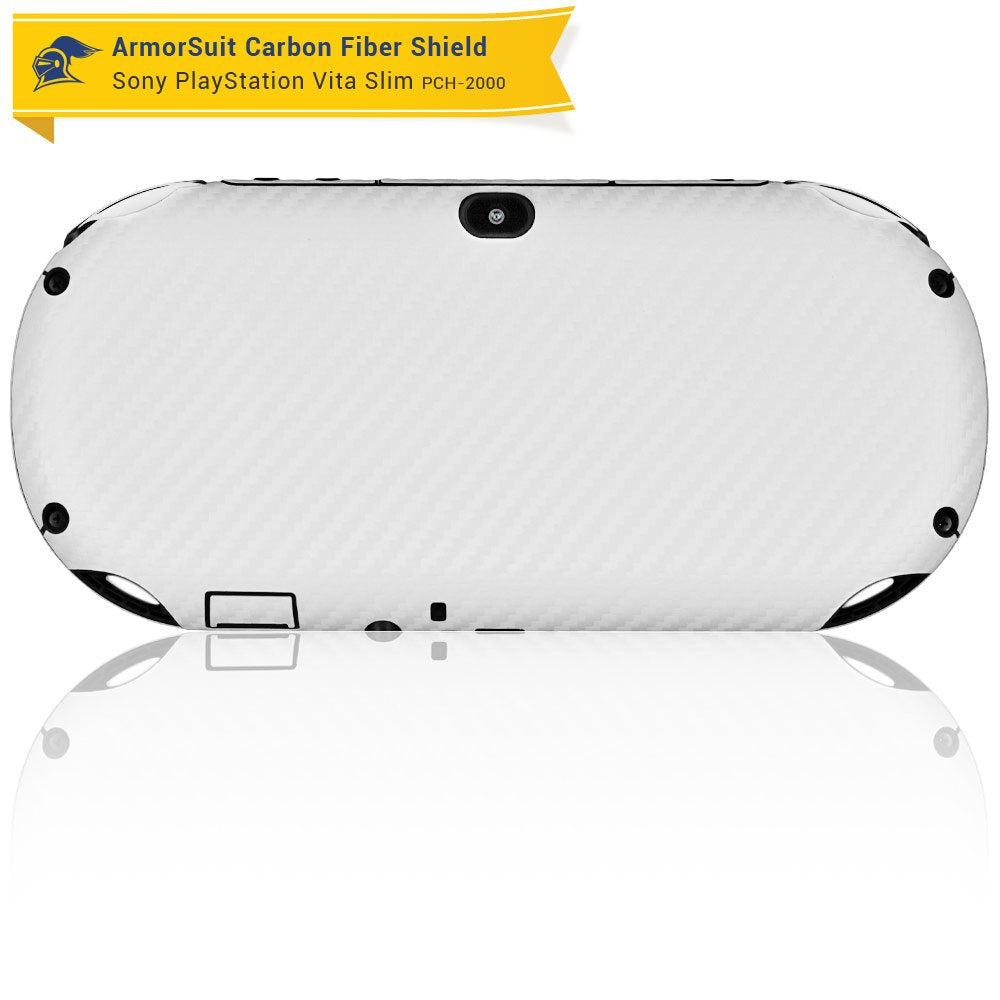 ArmorSuit MilitaryShield White Carbon Fiber Skin Wrap Film + HD Clear Screen Protector for PlayStation Vita Slim (2014) - Anti-Bubble Film