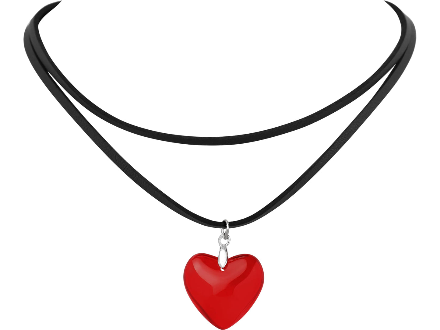 Sacina Goth Vintage Layered Red Heart Choker Necklace, Heart Necklace for Women, Black Choker, Gothic Necklace, Y2k Necklaces, Valentine Gift, Christmas Jewelry Gift For Women