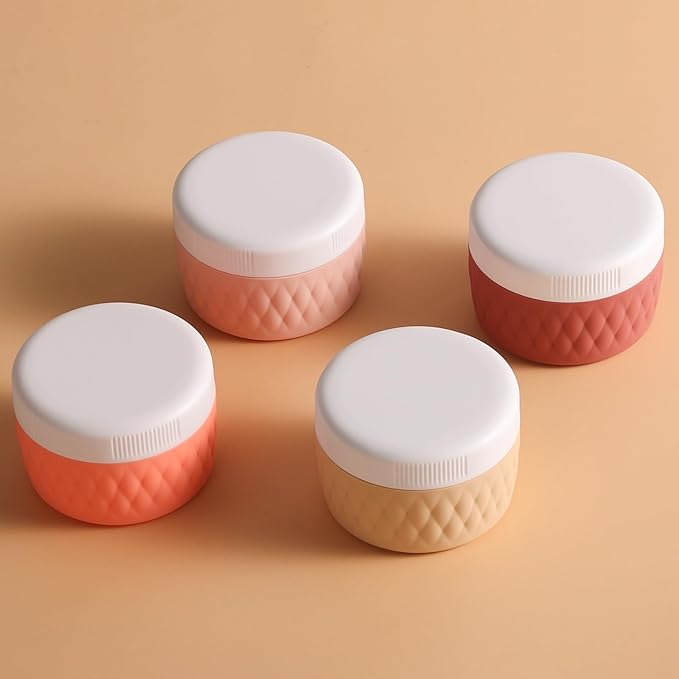 Travel Containers for Toiletries, Silicone Cream Jars BPA-Free, TSA Approved 2oz Travel Size Containers, Leak-proof Silicone Jars with Lid for Cosmetic Face Hand Body Cream (4 Pack)