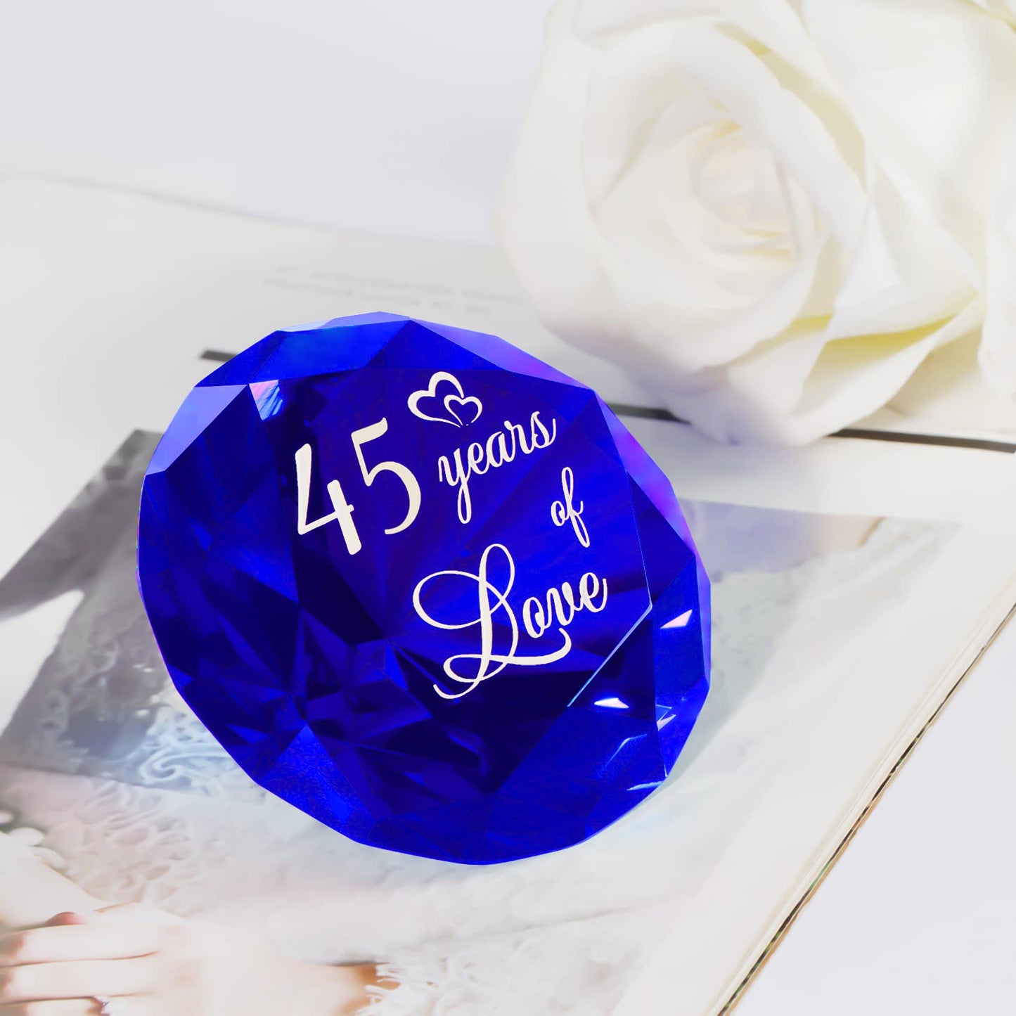 YWHL 45th Wedding Anniversary Sapphire Gift for Couple, 45 Years of Love Sapphire Wedding Keepsake for Parents