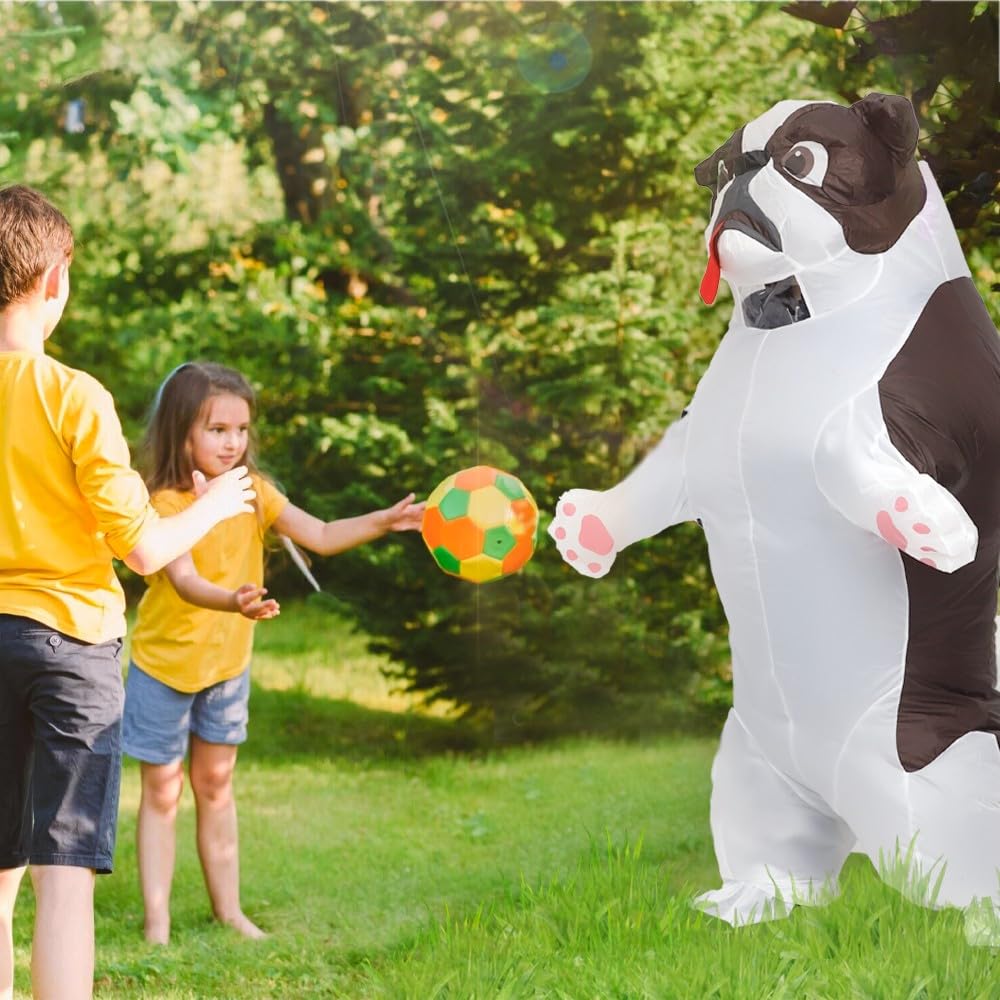 MXoSUM Funny Inflatable Costume for Adult Blow up Bullydog Costume Halloween Party Puppy Dog Cosplay Costume Onesie