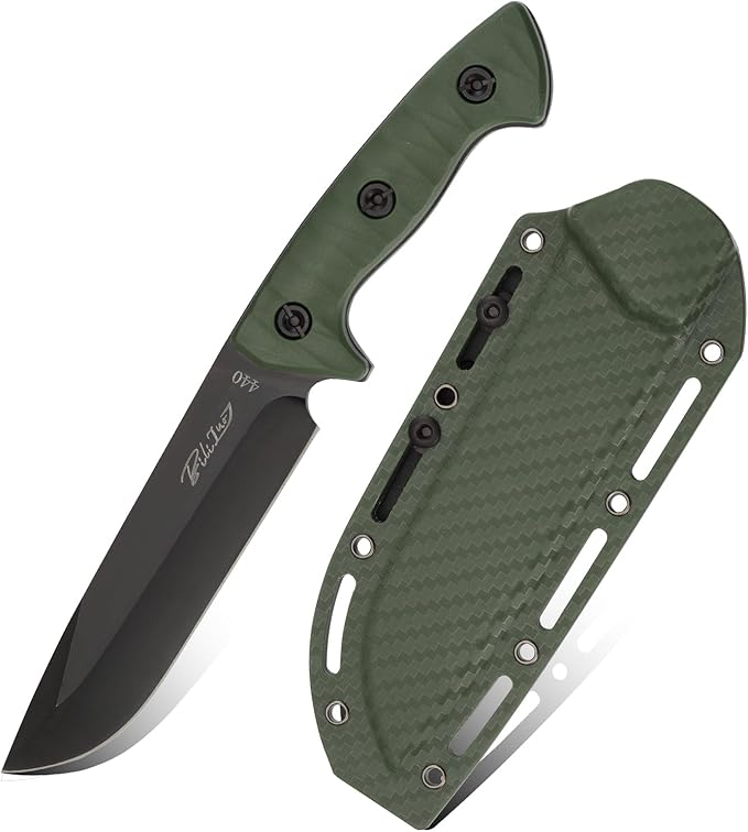 Bilizuo Full Tang Fixed Blade Tactical Knife, 5.5" Hunting Knife with 440 Stainless Steel & Ergonomic ABS Handle, Camping ...