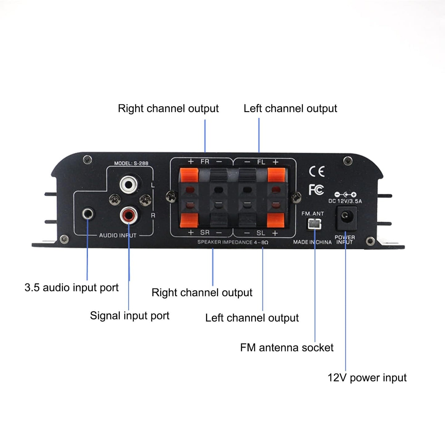 Romicta 4 Channel Bluetooth 5.0 Stereo Amplifier, 50Wx4 Hifi Power Amp, 1200W Max, Usb/Sd/Fm, Class D Home Audio Receiver For Ho