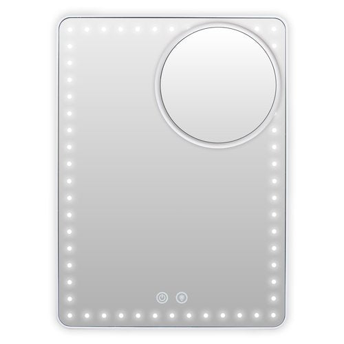 Floxite LED Lighted Tablet Mirror with 15X Magnification, Ultra Bright Lighting, USB-C Charging, Tabletop Stand