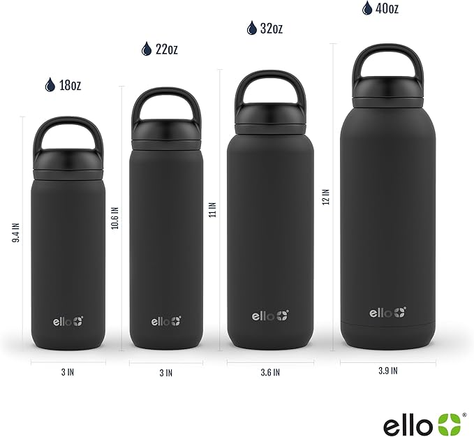 Ello Cooper Twist 22oz Stainless Steel Water Bottle with Chug Lid | Leak Proof Double Walled and Vacuum Insulated | Fits Car Cupholder | Built in Carry Loop | Dishwasher Safe | White Marble