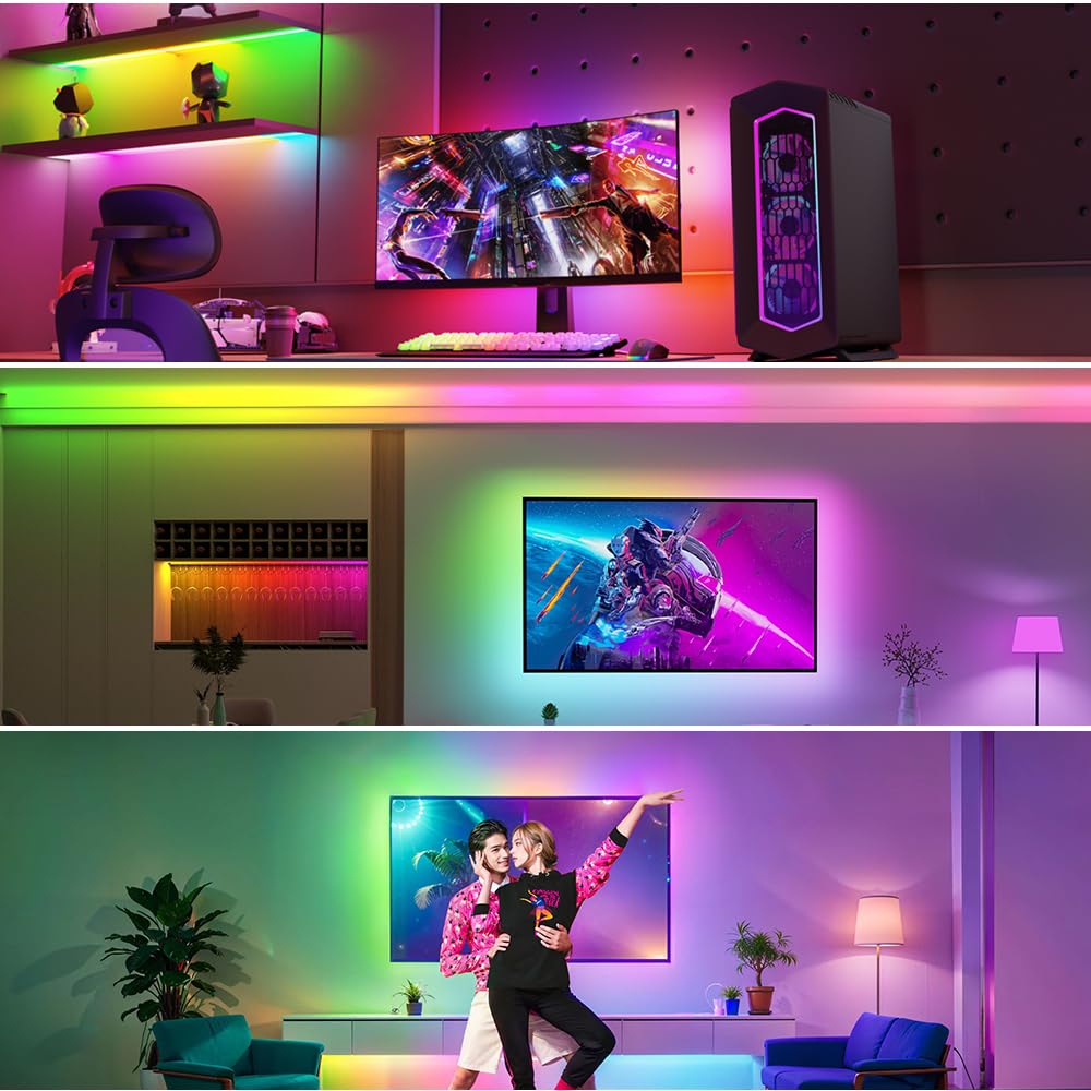 LOAMLIN WS2812B IC RGB 5050SMD ECO Individual Addressable LED Strip Light, 16.4FT 300LED 60LED/m Flexible Full Color IP67 Waterproof DC5V Black PCB for DIY Project (No Power Adapter or Controller)