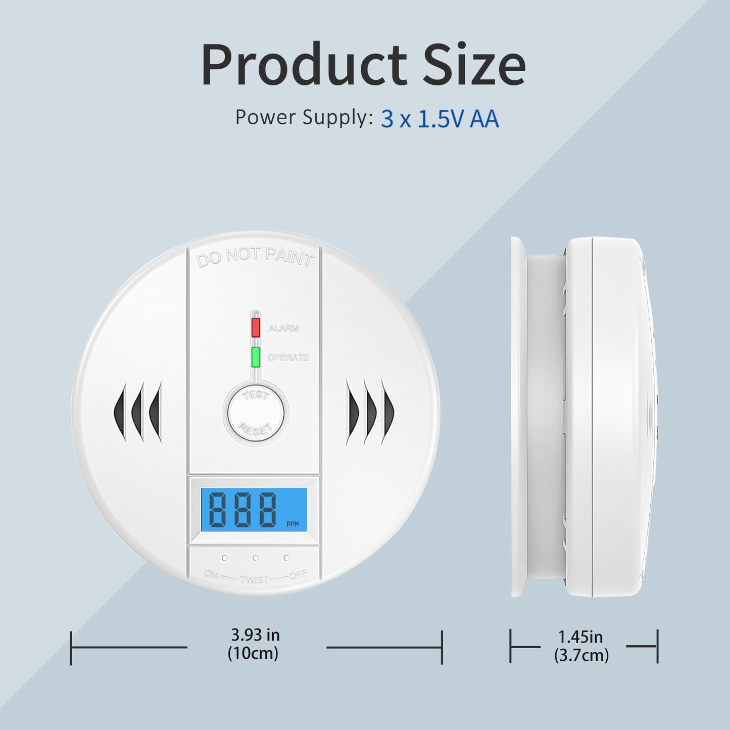 2 Packs Carbon Monoxide Detectors,CO Detector Battery Powered,Carbon Monoxide Alarm with Sensitive CO Sensor,LCD Display and Sound Warning, for Home, Bedroom, Kitchen