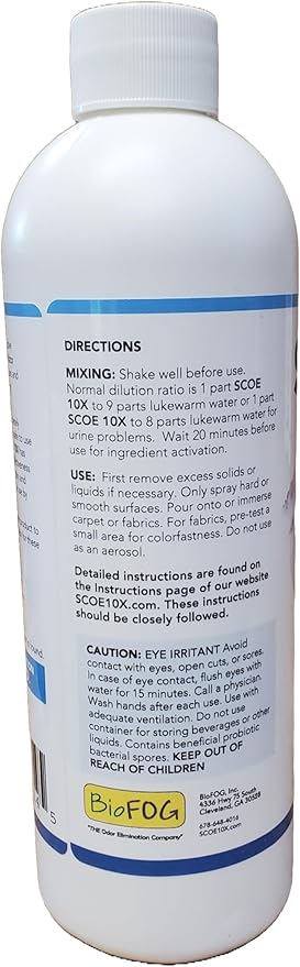 SCOE 10X Odor Eliminator Concentrate- Makes 1 Gallon - Pet Urine Odor Eliminator